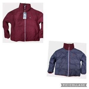 NWT FourLaps Unisex Reversible Red Blue Sherpa/White Quilted Polar Down Jacket